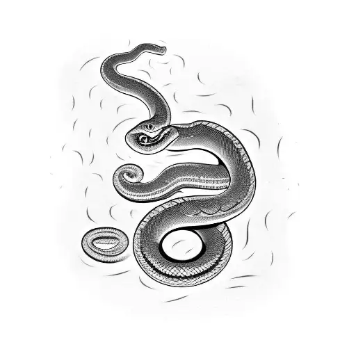 A Snake Coiled Around A Motorcycle Exhaust Pipe