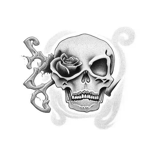 Grim Reaper Holding Tombstone