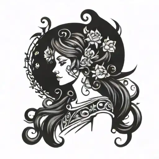 Virgo Girl Cartoon Design Incorporating Elements Incorporated