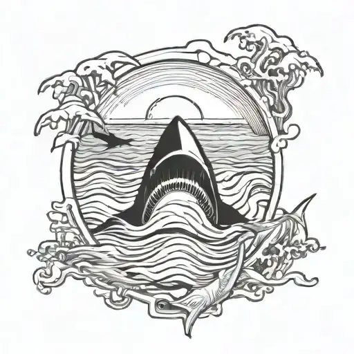 Flood And Beach And Shark Emerging