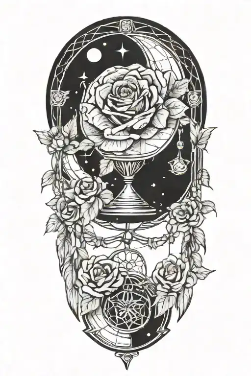 Hanging Hourglass Moon Dream Catcher With Roses