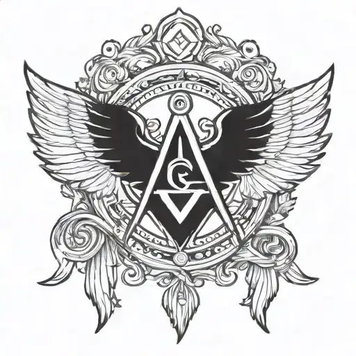 Masonic Symbol With Angel Wings
