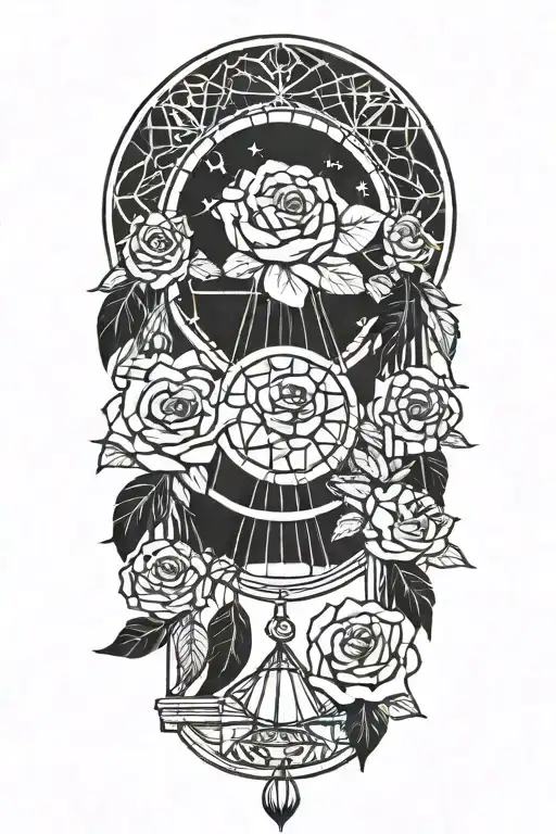 Hourglass Moon Dream Catcher With Roses