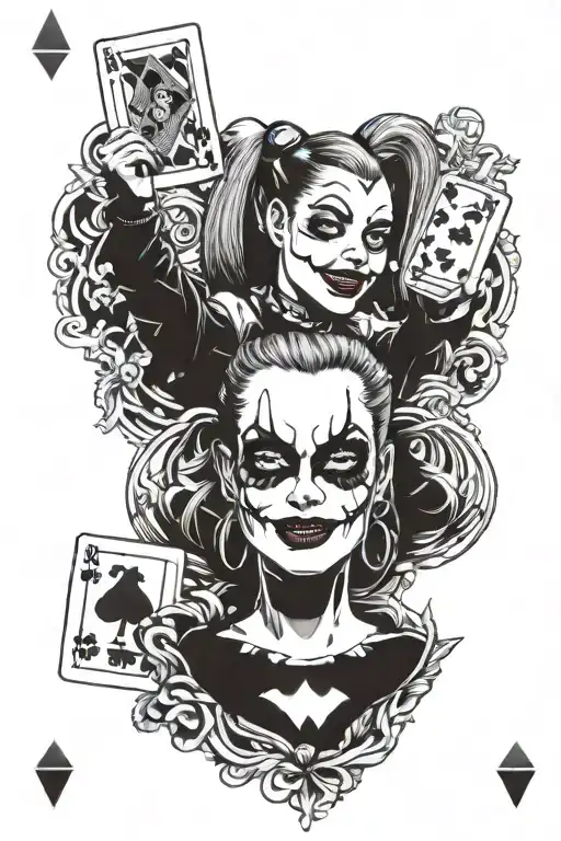 Harley Quinn Holding Heath Ledger Joker Playcard
