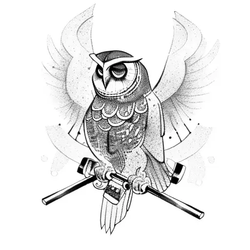 A Powerful Weightlifter Lifting A Barbell With An Owl Perched On Top