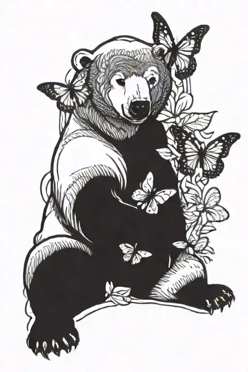 A Polar Bear Sits In The Lotus Position And Meditates While Butterflies Fly Around Him