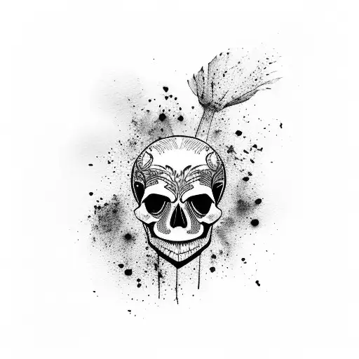 Vibrant Watercolor Splashes Forming A Skull