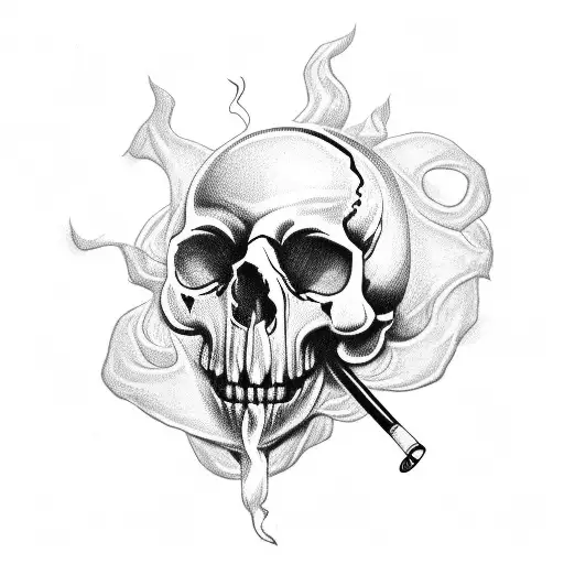Jester Skull Flipping Off Smoking A Blunt