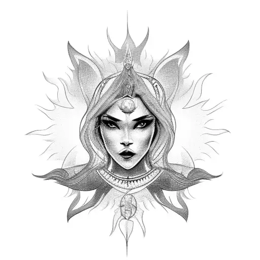 Sun With A Fierce Woman In The Middle