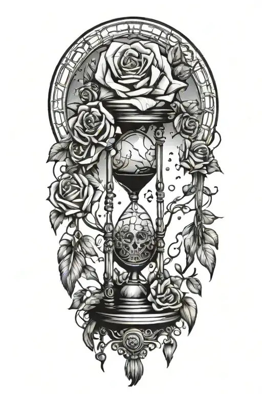 Hanging Hourglass With Roses Surrounding Moon Dream Catcher