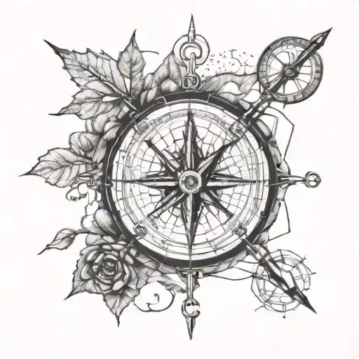 Map And Compass Nature Scene