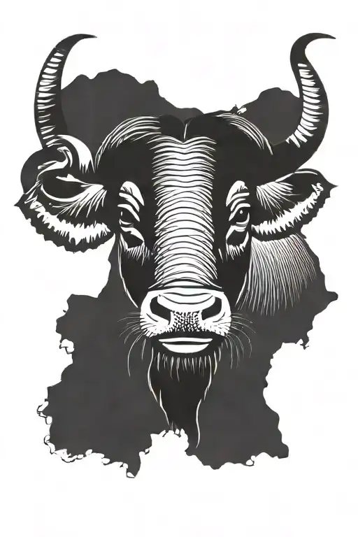 Zimbabwe Country Outline Featuring Cape Buffalo Head