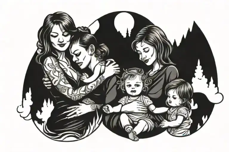 Family Dad Mom Two Daughters