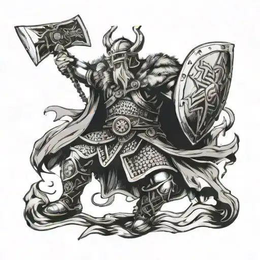 A Viking Warrior Holding An Axe During Battle