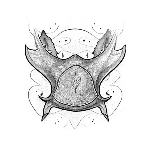 Stingray On Lower Abdomen That Has An Elogated Tail To The Hip