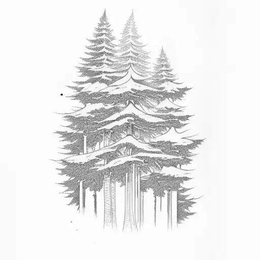 A Beautiful Larch With Surrounding Plants And Bushes