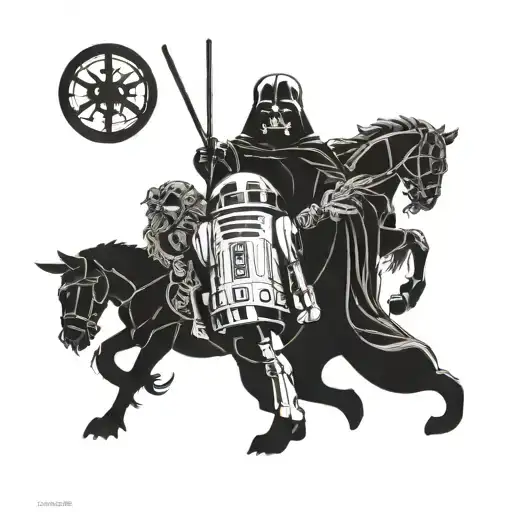 A Medieval Tapestry Depicting Scenes From Both Star Wars And Harry Potter