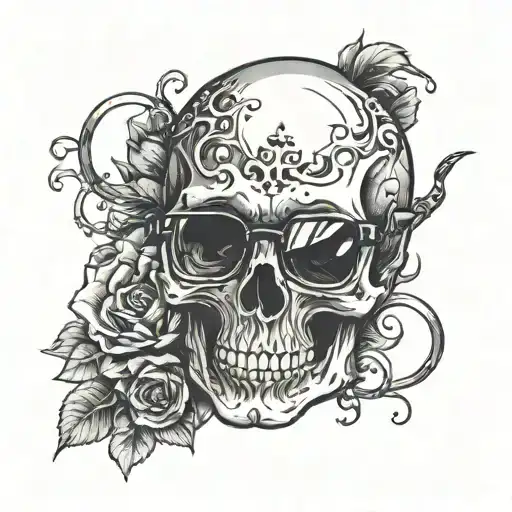 Skull With Glasses Surrounded