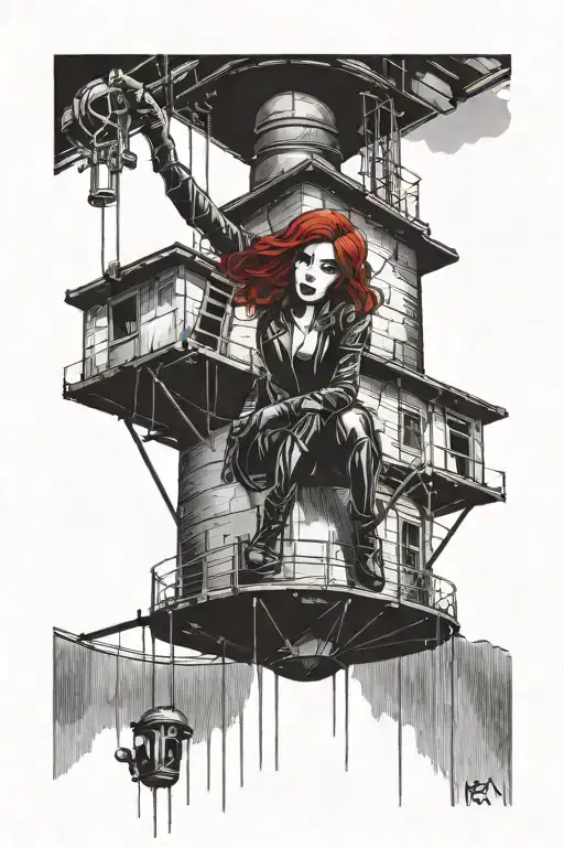 Black Widow Hanging From A Water Tower