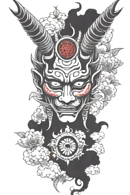 Hannya Mask With Sharingan Eye With Cloud Background