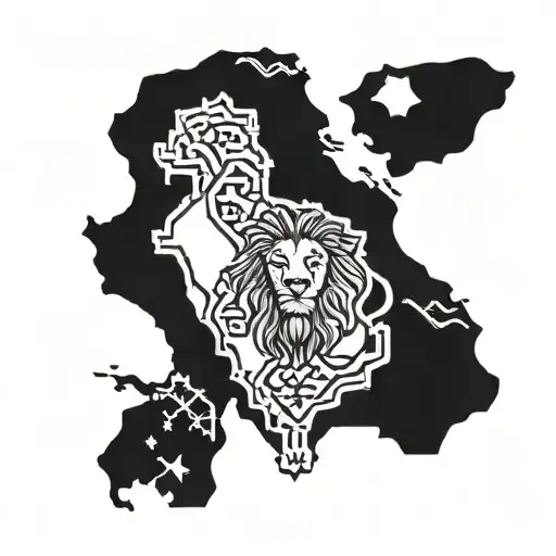 Israel Map With A Lion