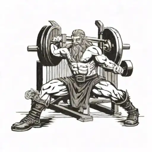 A Viking Warrior Lifting Weights In A Gym Setting