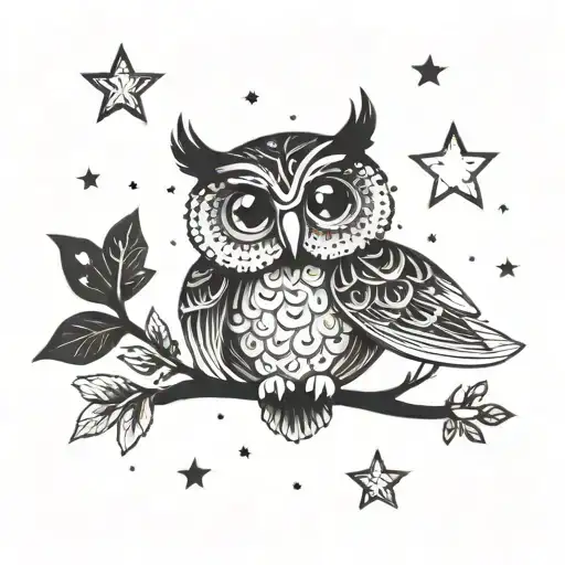 An Cute Owl Illed With Infinite Stars