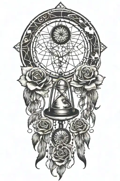 Hourglass Moon Dream Catcher With Roses