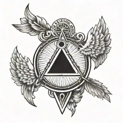 Masonic Symbol With Angel Wings