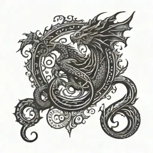 The Numbers 2000 In Medieval Font With A Dragon Circling Around It