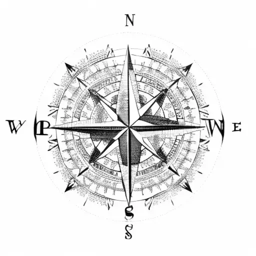 Compass Rose With Fluer De Lis
