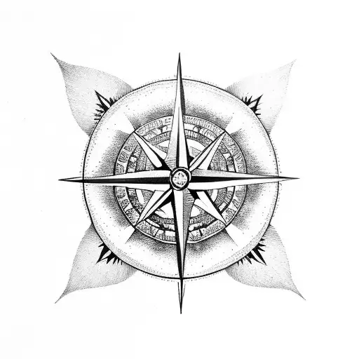 Compass Rose With Fluer De Lis