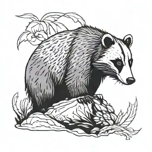 Half Badger And Half Bear Head