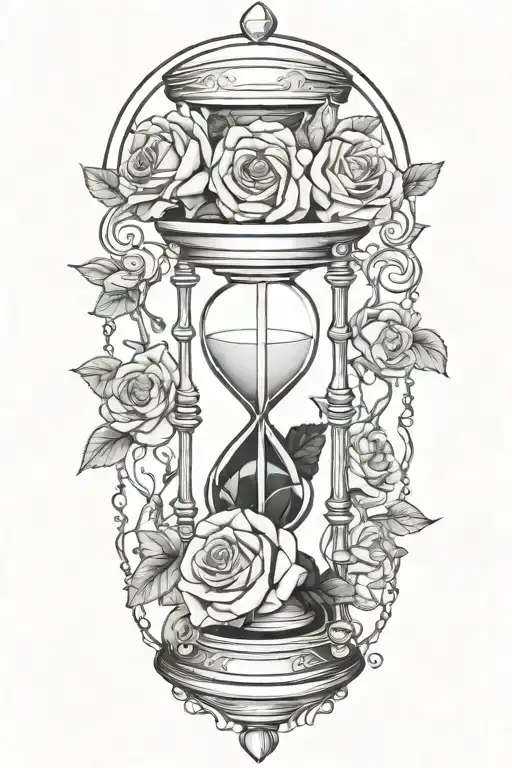 Hanging Hour Glass With Roses Intertwined