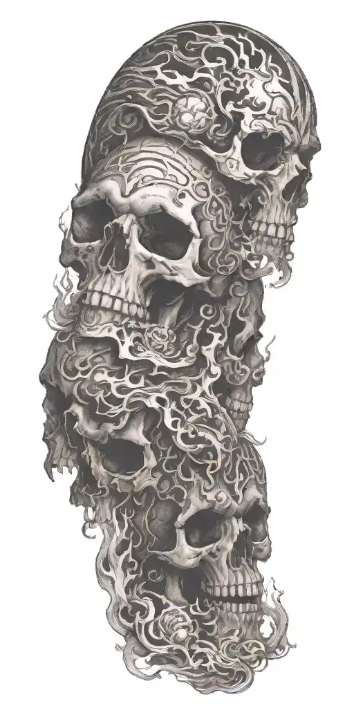 Sinister Skulls Representing Dark Periods With Flames