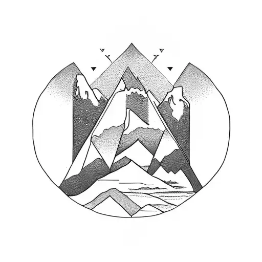 Mountain Image Trianges A Circle