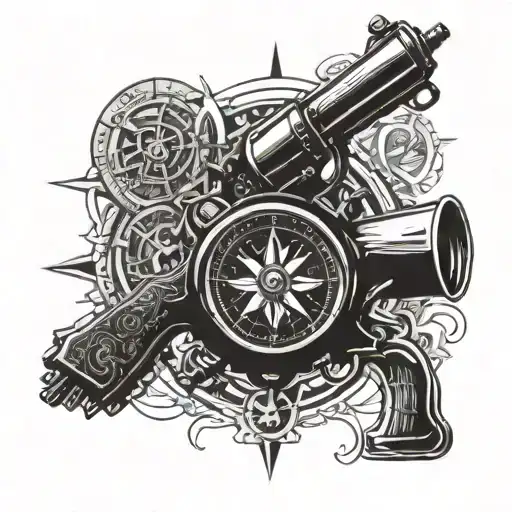 Combine A Revolver And A Compass In A Unique And Symbolic Tattoo Design