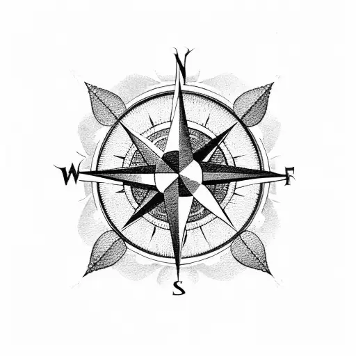 Compass Rose With Fluer De Lis