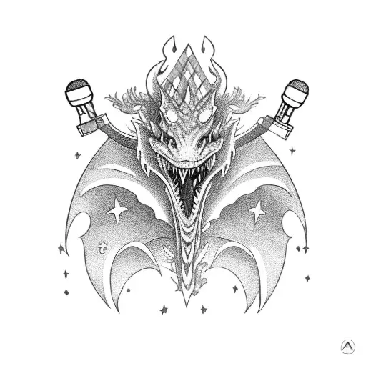 A Dragon Wearing A Theater Mask And Holding A Microphone