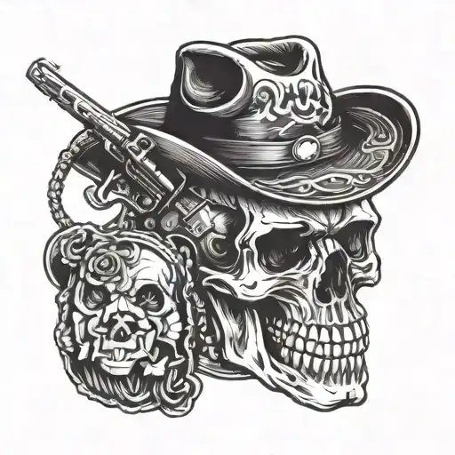 Death Cowboy Skull Revolver