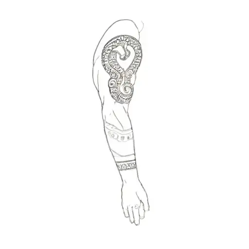 A Tribal Tattoo On A Man's Arm Add Snake On Forearm