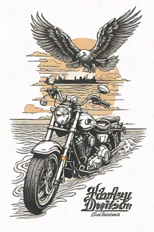 Harley Davidson Motorcycle Beaches With Sunset