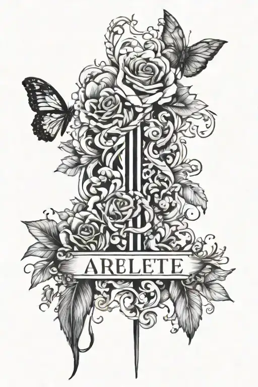 The Name Arlette In A Vertical Line