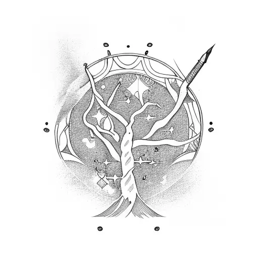 Dogwood Tree With Sagittarius And Aries Signs