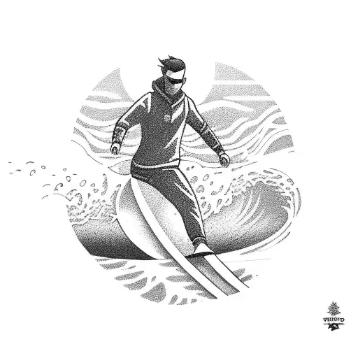 A Longboarder Carving Through A Wave On A Beach