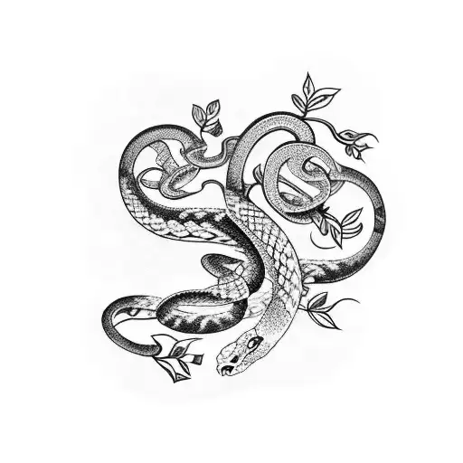 Sleeve With A Snake And Flowers