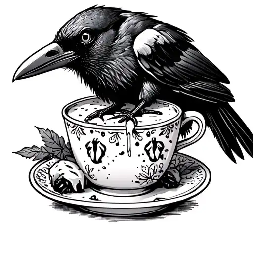Crow Eating Pudding Cup