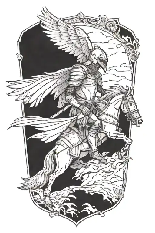 Medieval Knight Sketch With Ravens