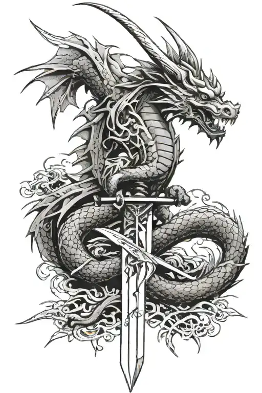 Samurai Sword And Dragon