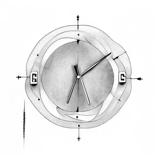 Clock With Clouds And Stairs